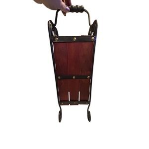 Vintage Wine Rack Holder Wood Metal Wrought Iron Rustic Farmhouse Decor